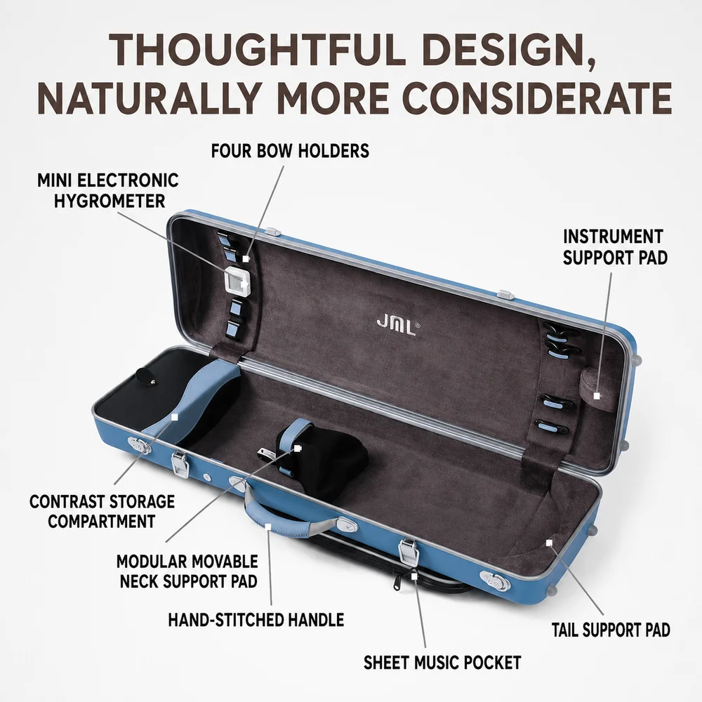 JML Luxury Square Violin Case Interior View